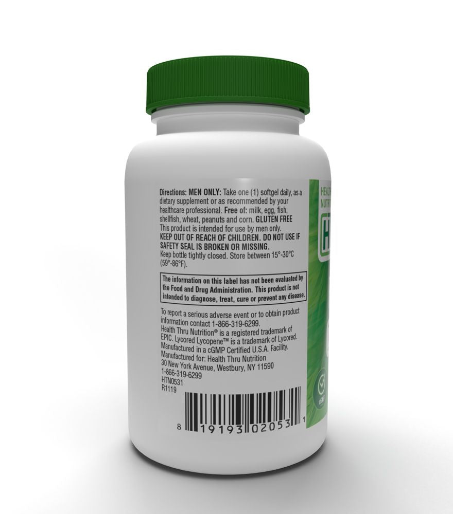 Health Thru Nutrition Prostate Plus Saw Palmetto Formula featuring Lycored & Lycopene Supplement For Men, 60 Softgels
