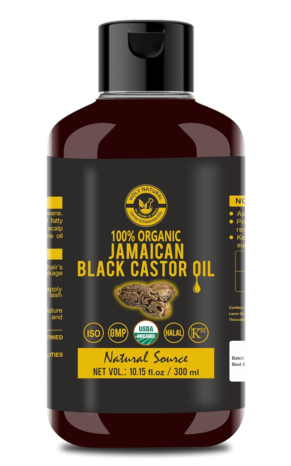 Holy Natural Jamaican Black Castor Oil 100% Organic USDA Certified (1 Count)