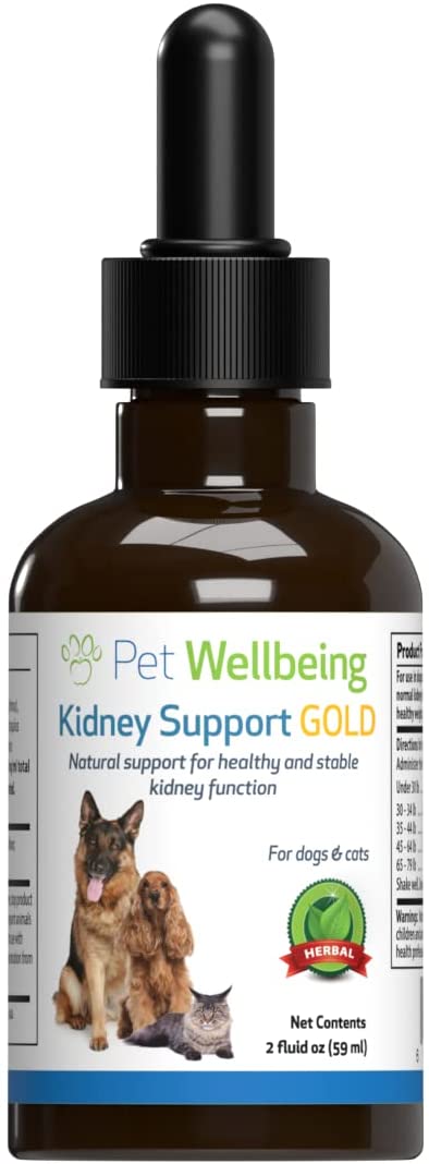 Pet Wellbeing Kidney Support Gold for Cats and Small/Medium Dogs Herbal, 2 fl.oz / 59 ml