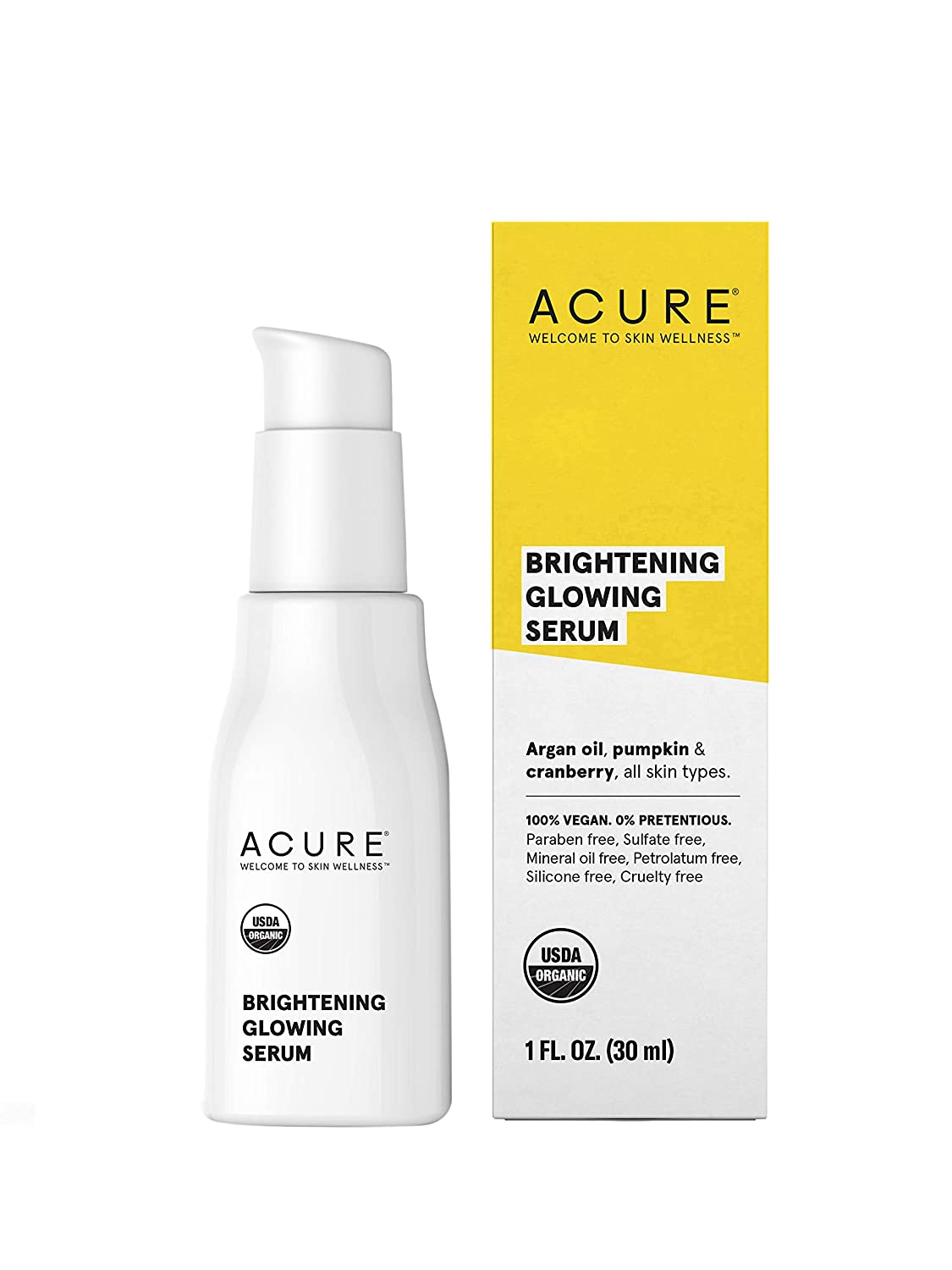 ACURE Brightening Glowing Serum for All Skin Types, 1 fl.oz / 30ml