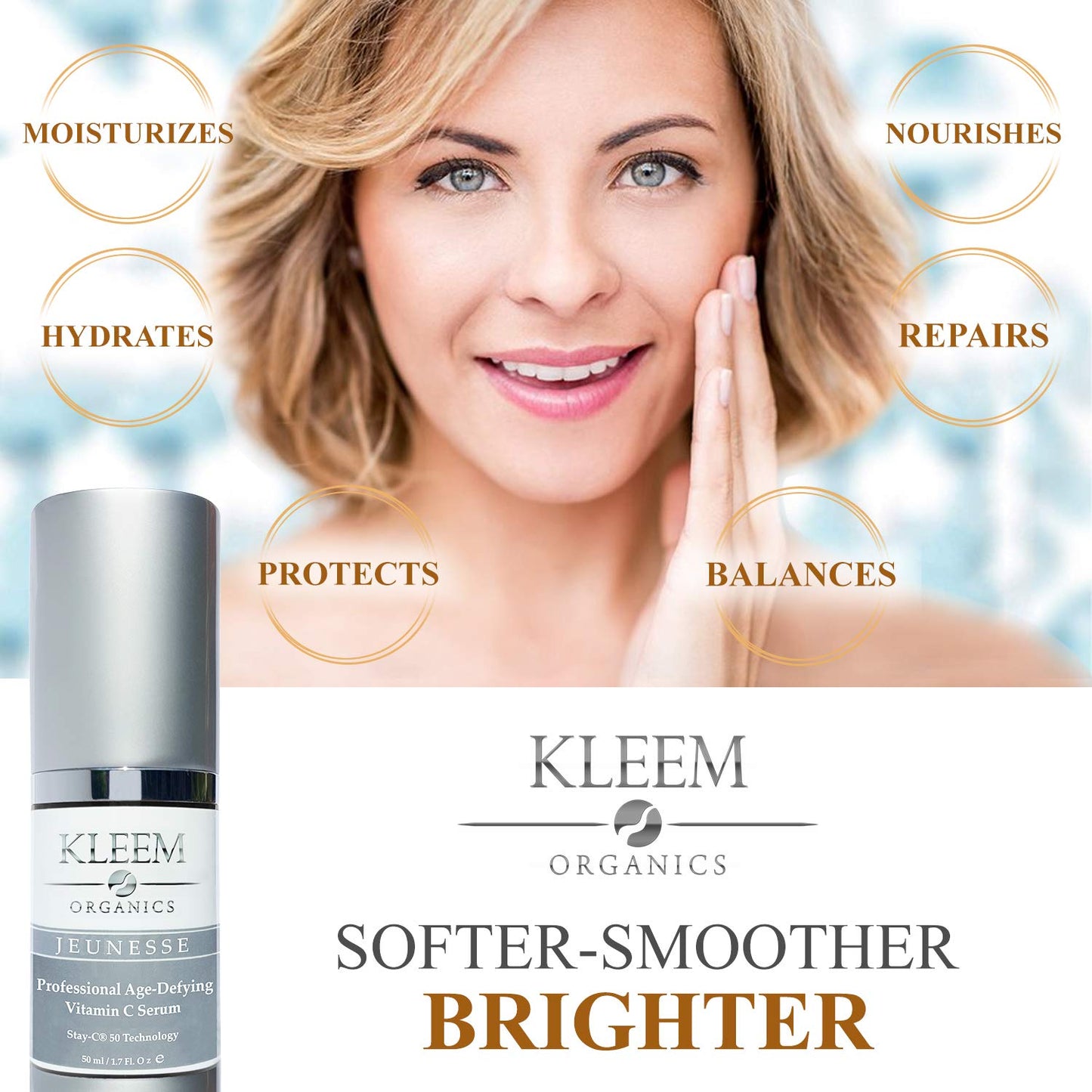 Kleem Organics Vitamin C Serum with Hyaluronic Acid for Face and Eye Stay-C 50 Technology (30 mL) Packaging may Vary