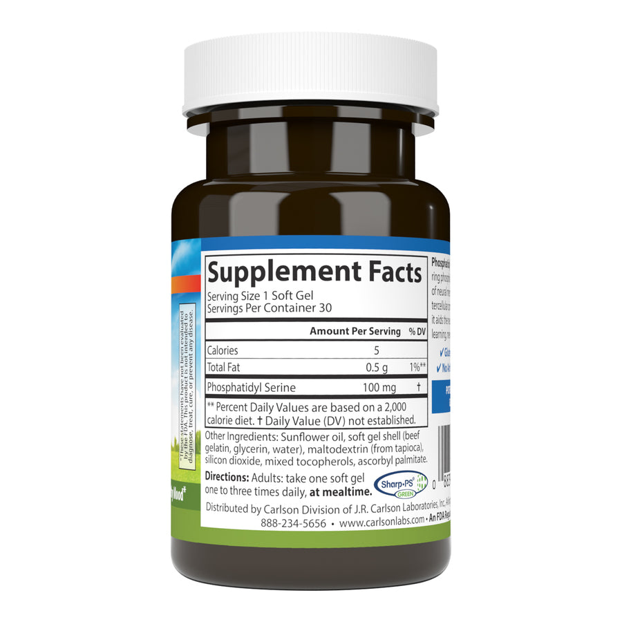 Carlson Phosphatidyl Serine 100mg 30 Soft Gels Brain Support, Cognitive Function & Healthy Mood