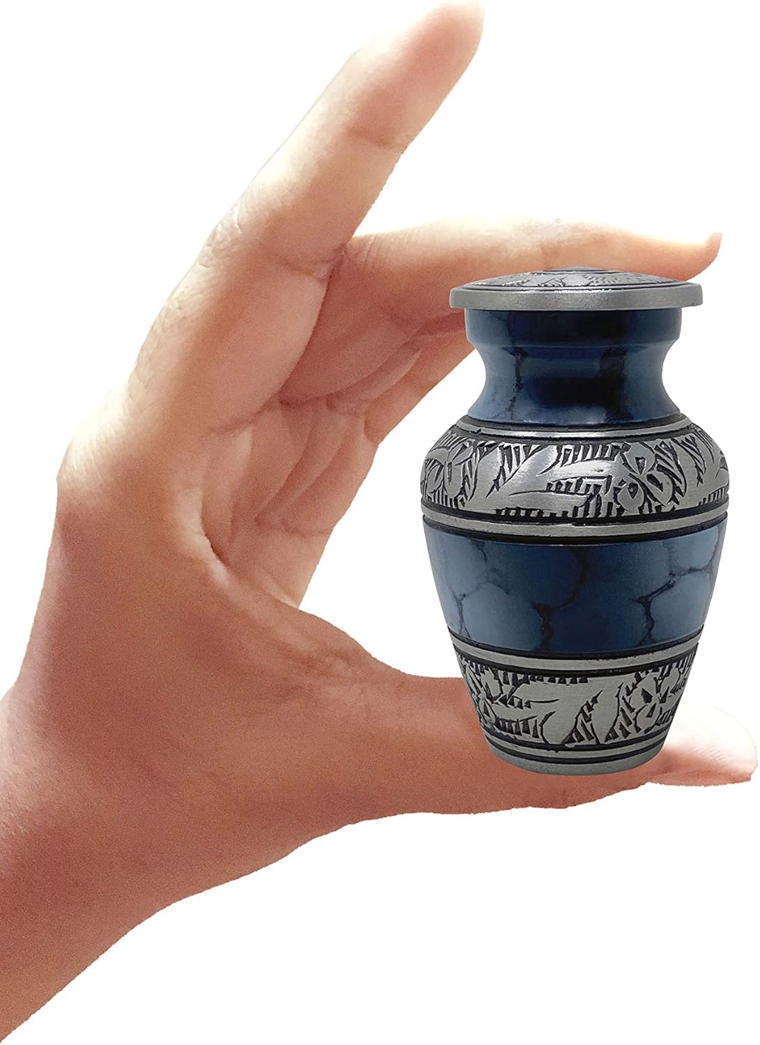 MEMORIALS Elite Mini Cloud Blue and Silver Cremation Urn, 1 Count