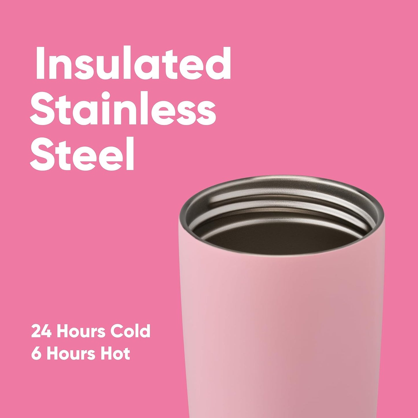 Owala Smooth Sip Spout Insulated Tumbler, Pucker Up Pink, 590 ml / 20 oz.