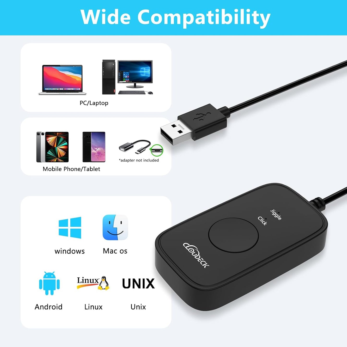 Cloudeck Mouse Self Jiggler, Black