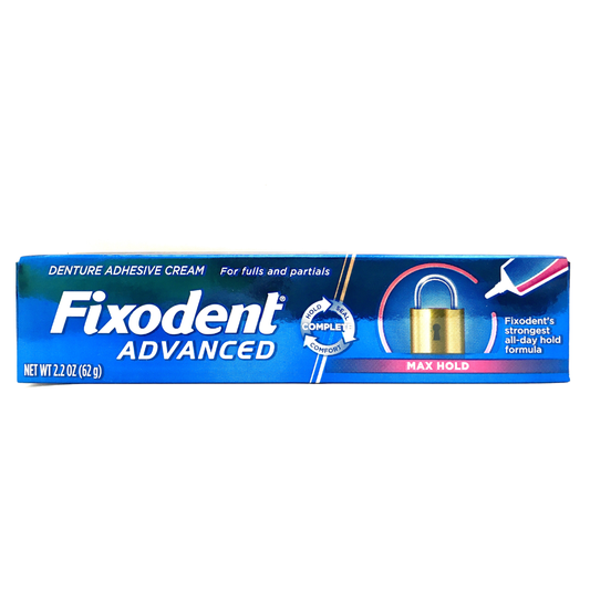 Fixodent Advanced Max Hold Denture Adhesive Cream All-Day Hold Formula, 2.2 oz. / 62g