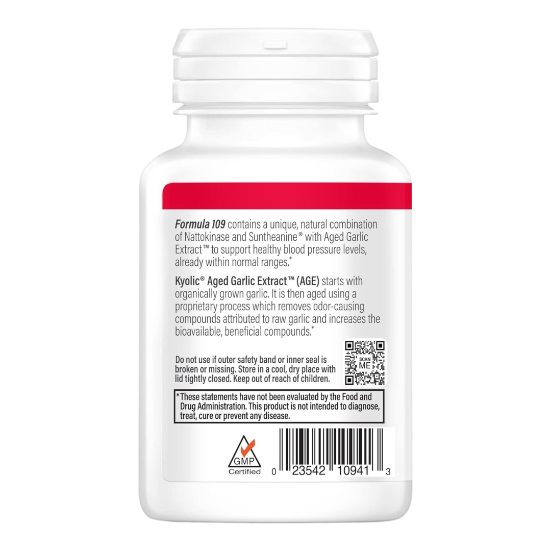 Wakunaga Kyolic Aged Garlic Extract Blood Pressure Health Formula 109, 80 Capsules
