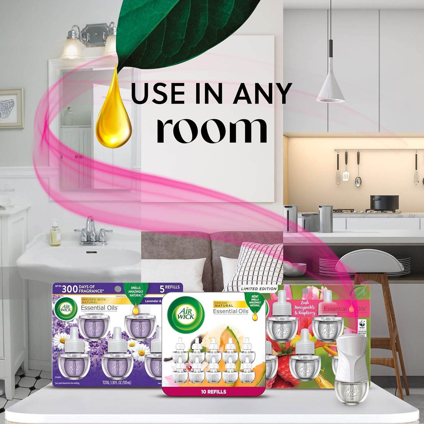 Air Wick Plug in Scented Oil Refill Lavender, Chamomile & Air Freshener 10 Count