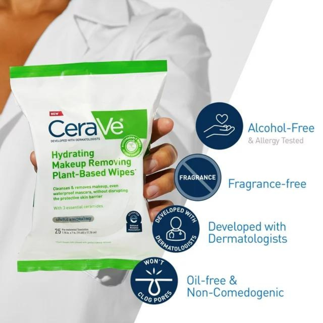 CeraVe Hydrating Makeup Removing, Face Wash 25 Wipes