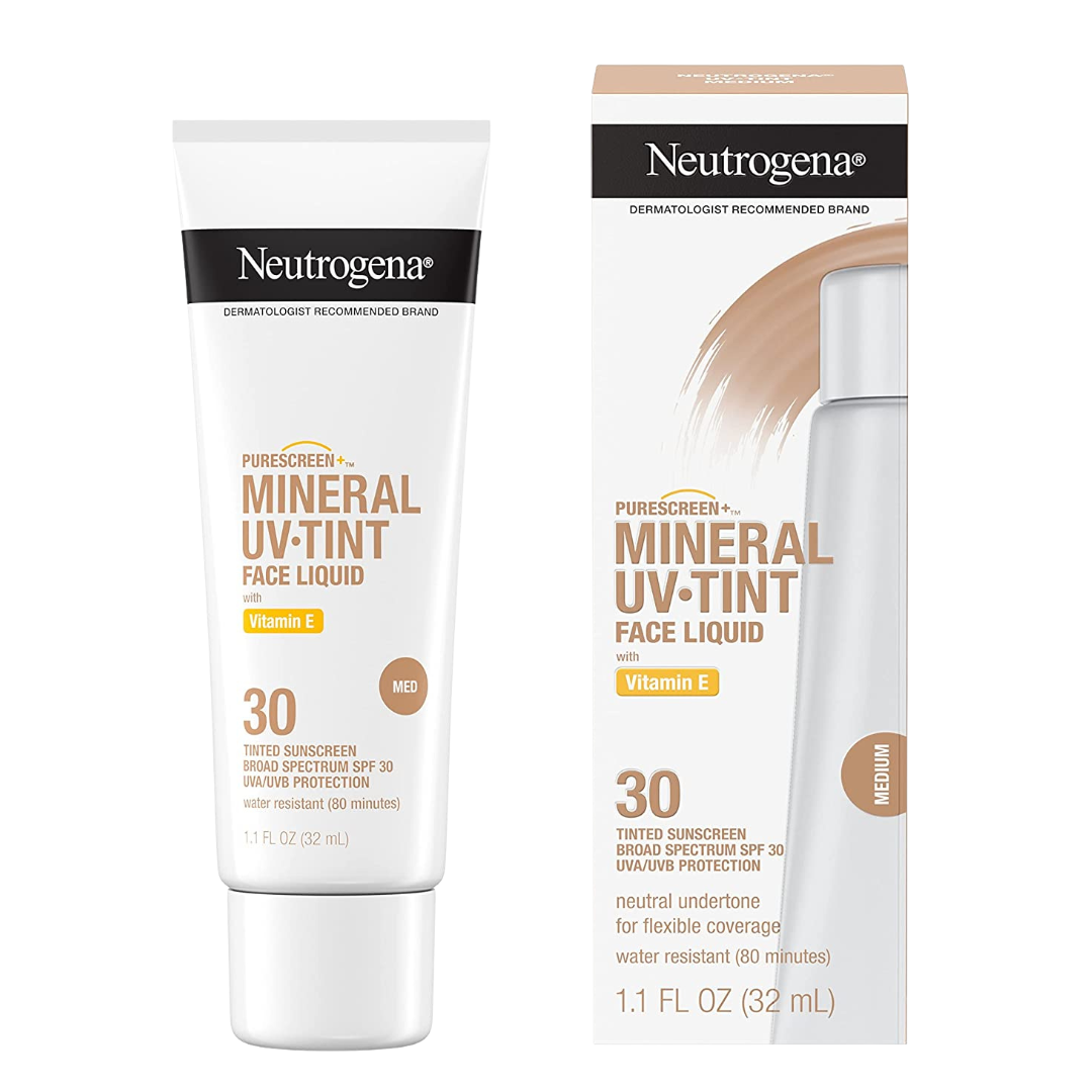 Neutrogena PureScreen Mineral UV Tint Face Liquid with Vitamin E SPF 30 Tinted Sunscreen 1.1 fl oz