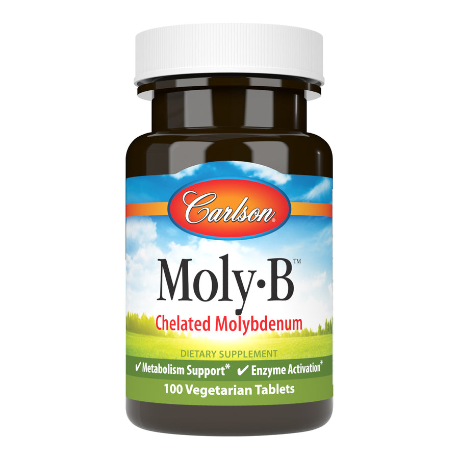 Carlson Moly-B Chelated Molybdenum 100 Vegetarian Tablets Metabolism Support & Enzyme Activation