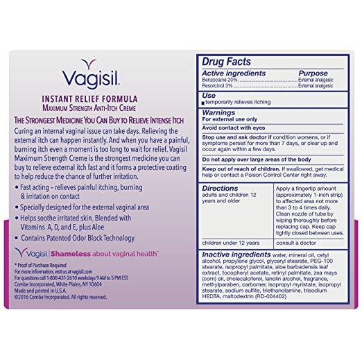 Vagisil Maximum-Strength Anti-Itch Feminine area Cream (28g) PACKAGING MAY VARY