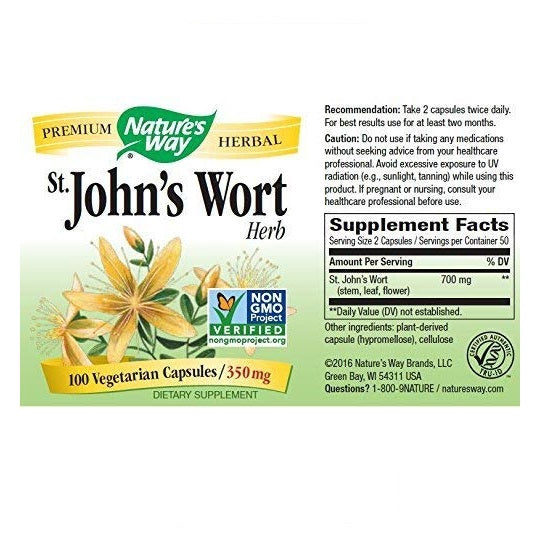 Nature's Way St. John's Wort Promotes a Positive Mood (100 Capsules) 350 mg per cap
