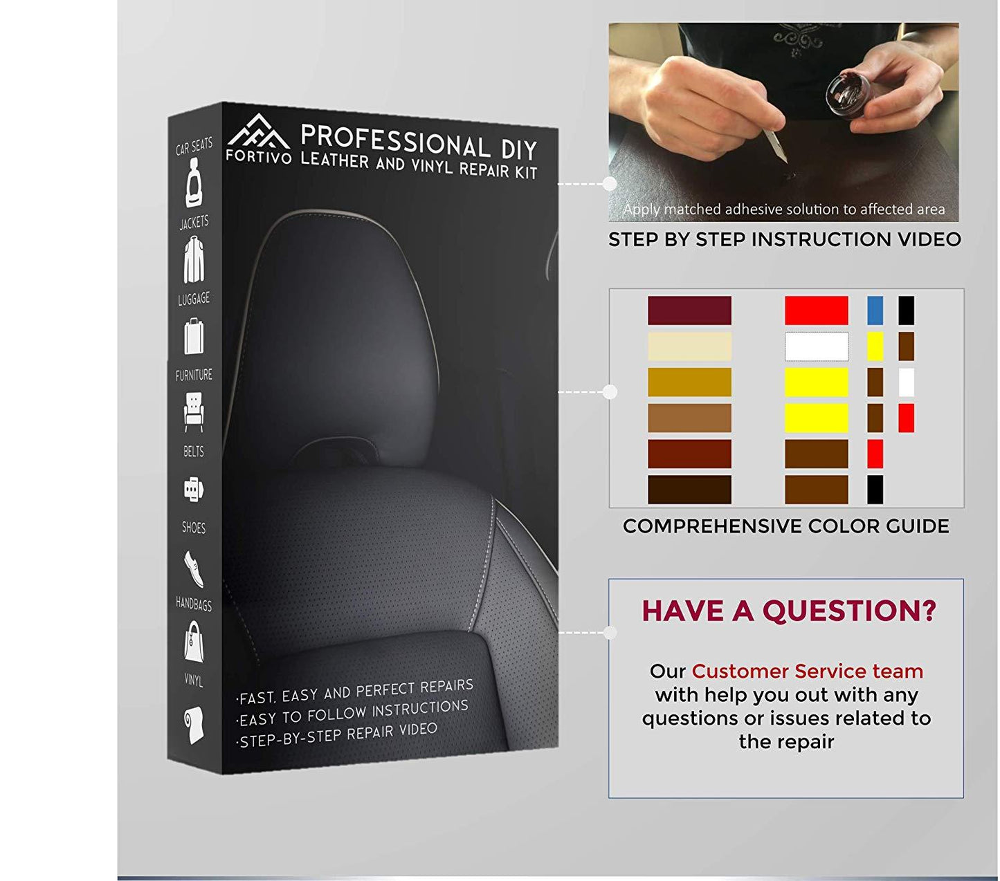 Fortivo Professional Leather and Vinyl Repair Kit