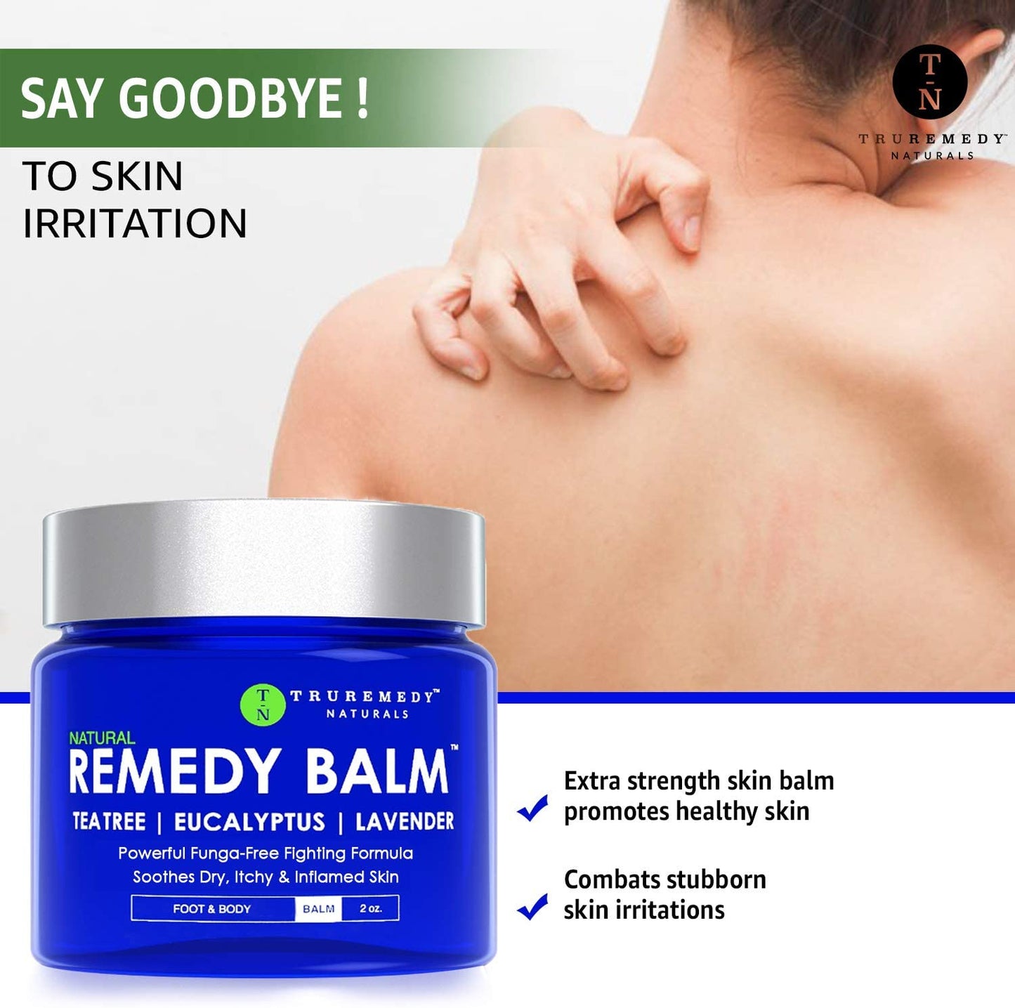 TruRemedy Naturals, Natural Remedy Foot & Body Balm with Tea Tree, Lavender & Eucalyptus, 2 oz.