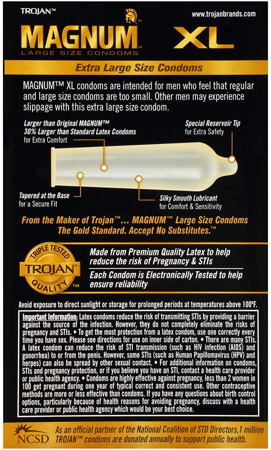 Trojan Magnum XL Large Size Lubricated Condoms (12 Latex Condoms)