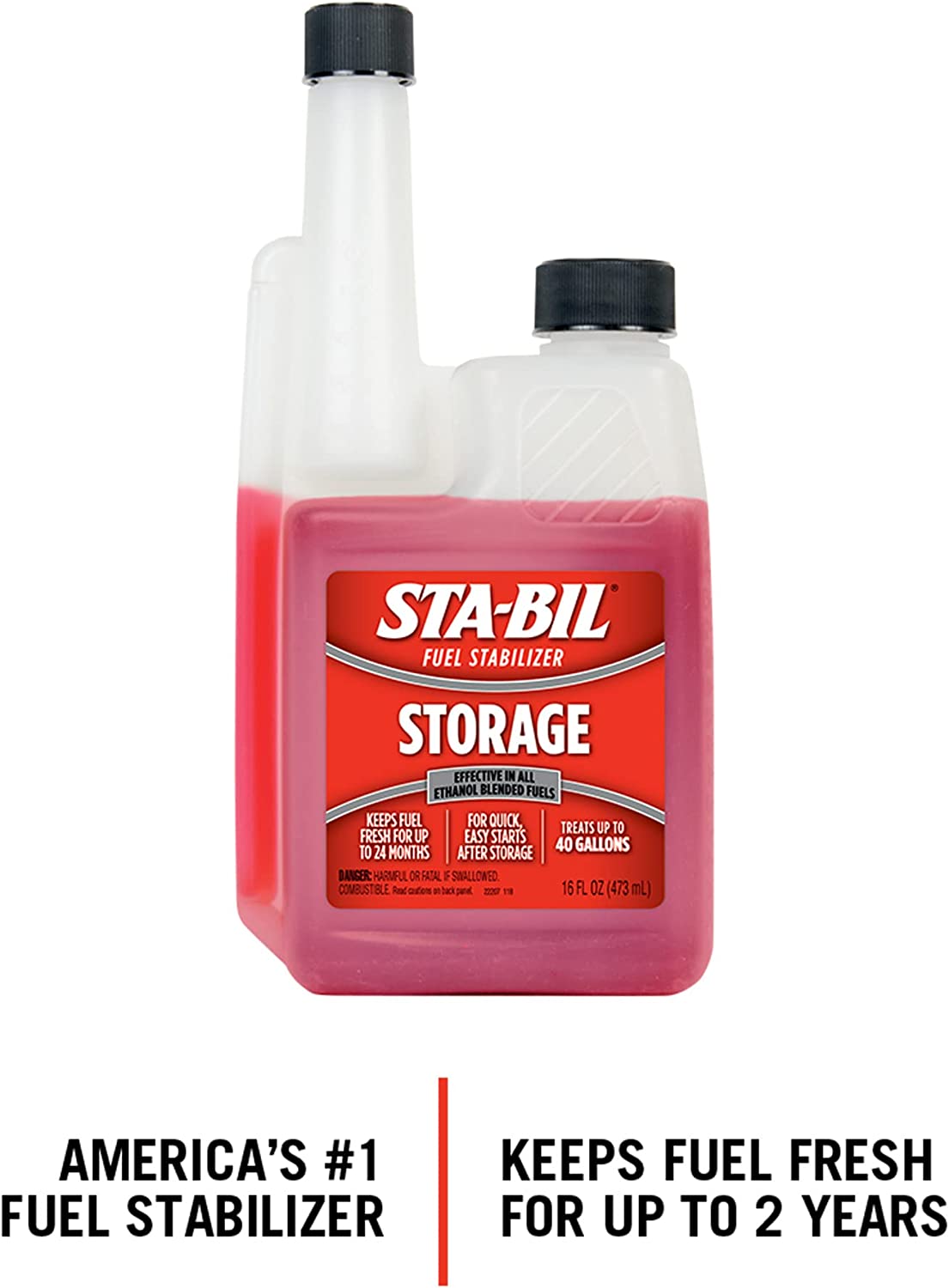 Sta-Bil Storage Fuel Stabilizer Effective In All Ethanol Blended Fuels Red 16 Fl Oz (22207)