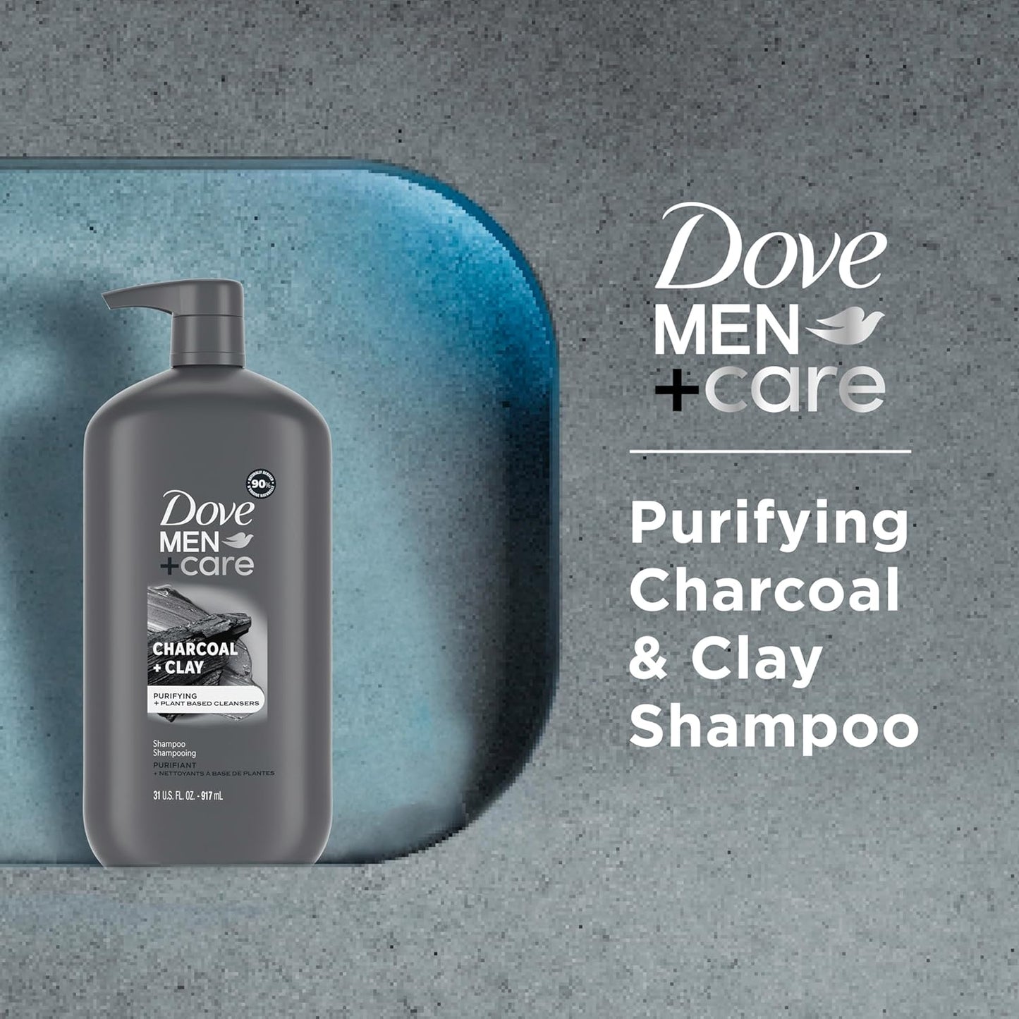 Dove Men+Care Charcoal + Clay Shampoo, 917 ml / 31 fl. oz.
