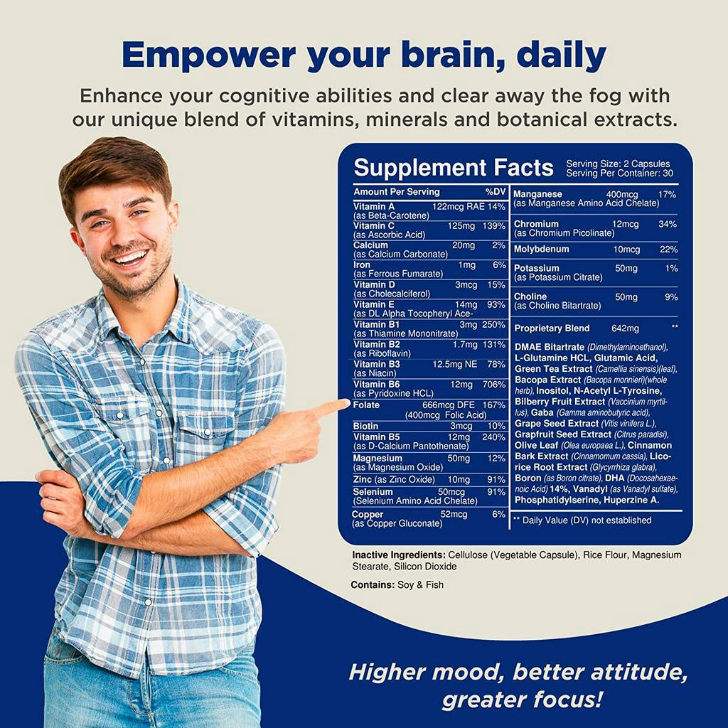 Nature's Craft Neuro Health, Brain & Focus Fomula with Bacopa Monnieri L-Glutamine, 60 Capsules