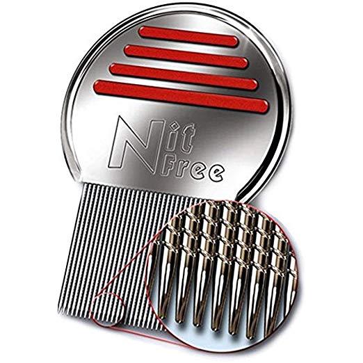 Nit Free Terminator Lice Comb, Professional Stainless Steel Louse and Nit Comb for Head Lice Treatment, Removes Nits, COLORS MAY VARY