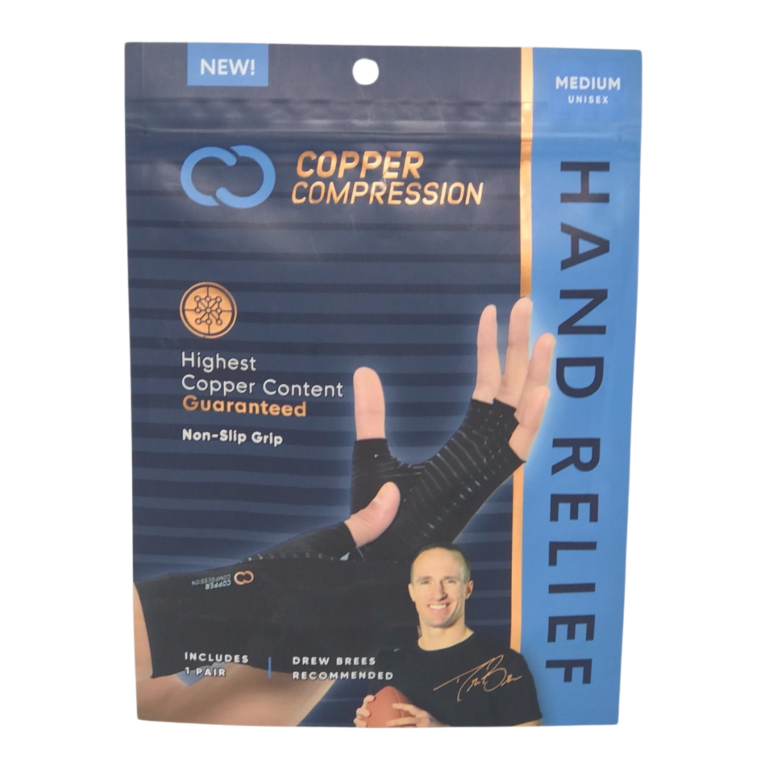 Copper Compression Hand Relief Arthritis Gloves, Non-Slip Grip Fit, Small - Medium, 1 Pair