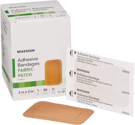 Mckesson Adhesive Bandages Fabric Patch Sterile 2" x 3" 50 Count
