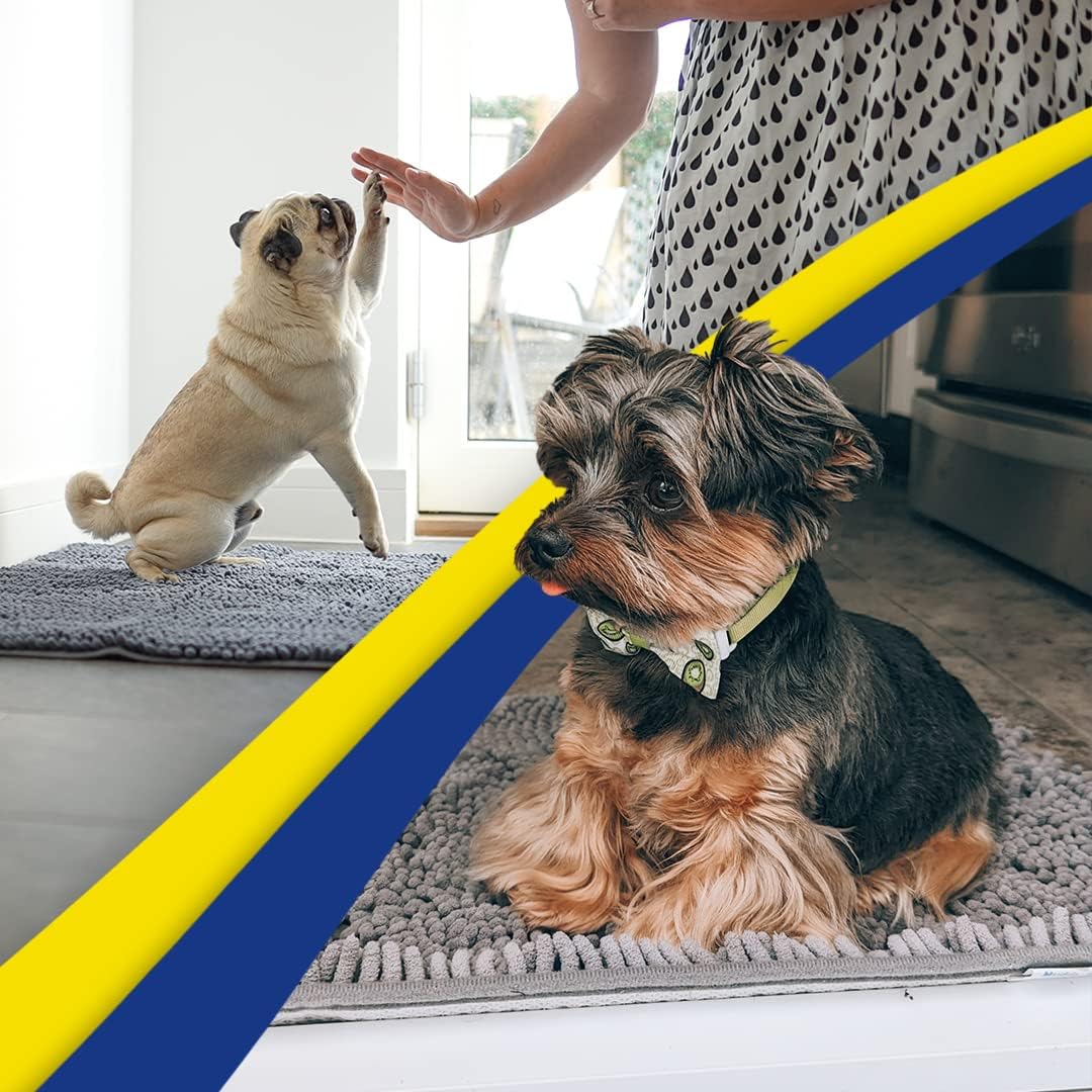Muddy Mat Super Absorbent Microfiber Dog Door Mat for Muddy Paws, 18 X 28 - Grey