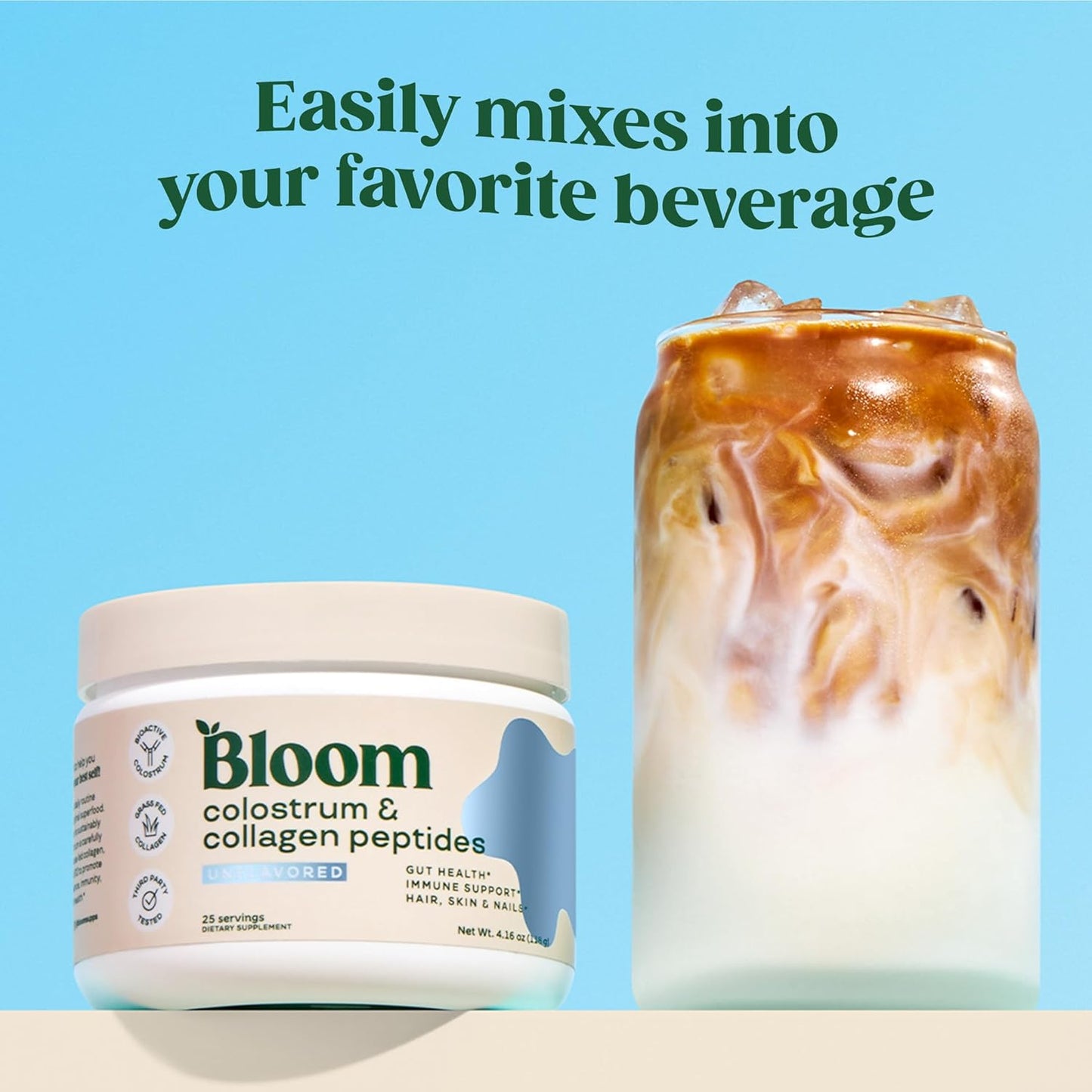 Bloom Colostrum and Collagen Peptides Unflavored 4.16 oz / 118g