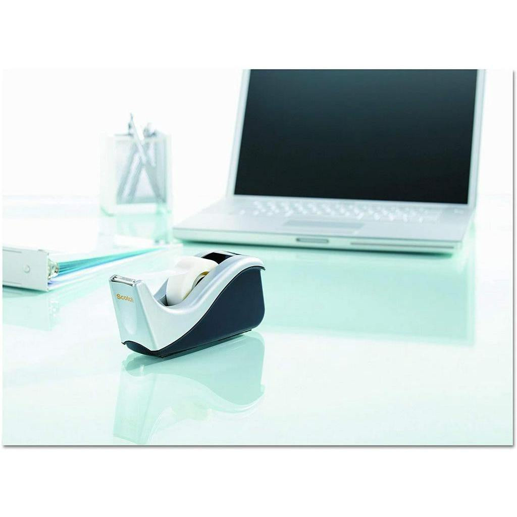 Scotch Desktop Tape Dispenser Silvertech Two-Tone, C60-ST