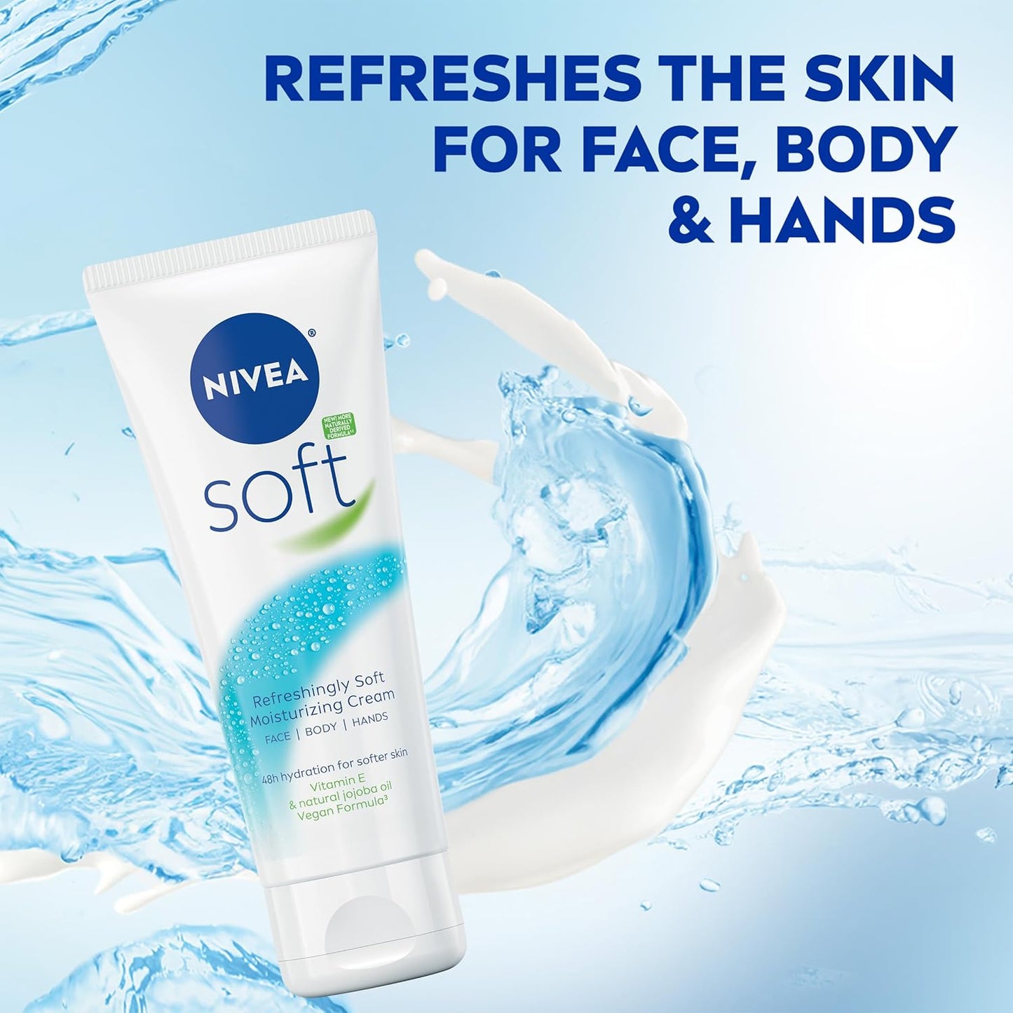 Nivea Soft Face, Body & Hands Moisturizing Cream with Jojoba Oil & Vitamin E, 74 g / 2.6 oz.
