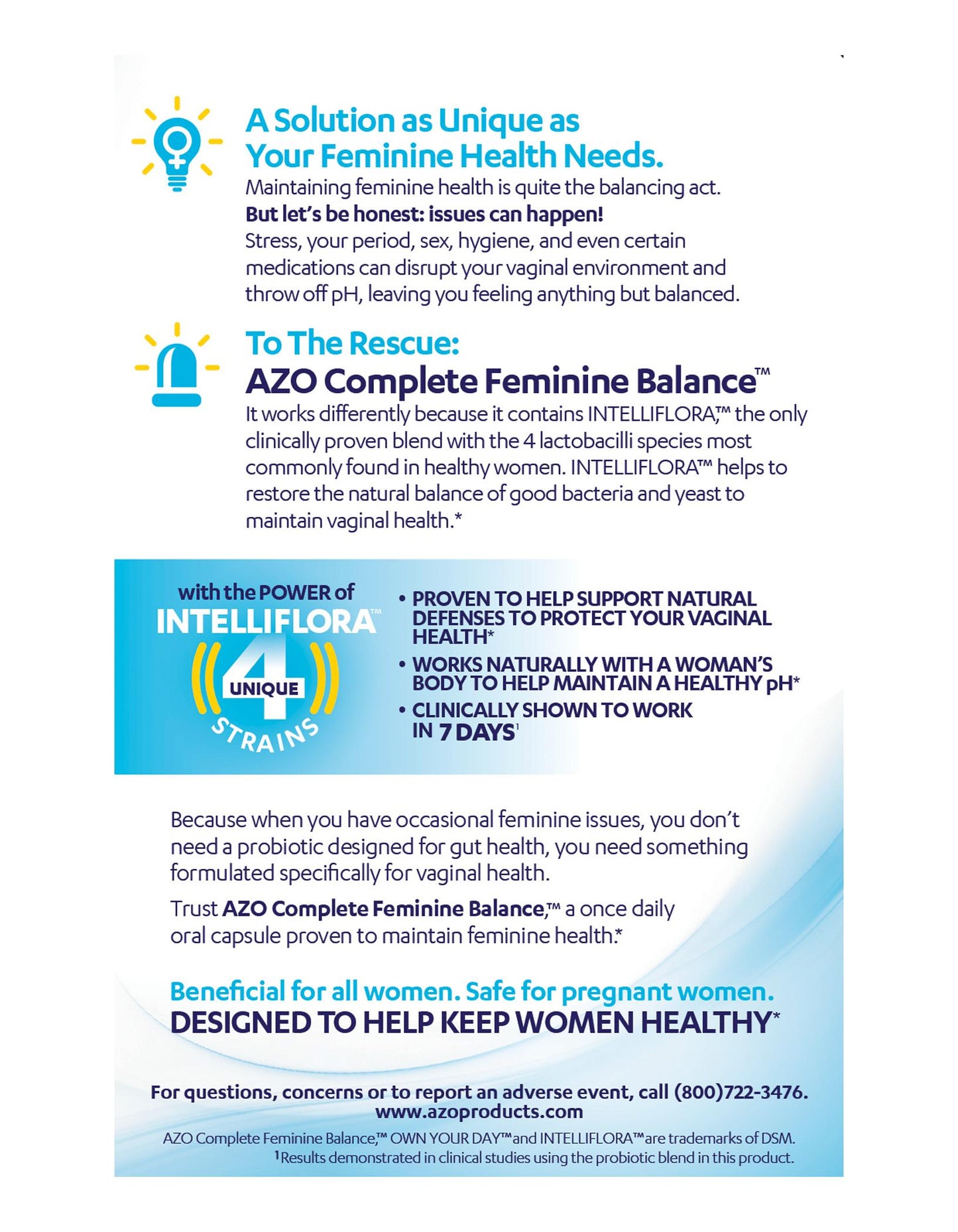 AZO Complete Feminine Balance, Daily Probiotic 30 Capsules