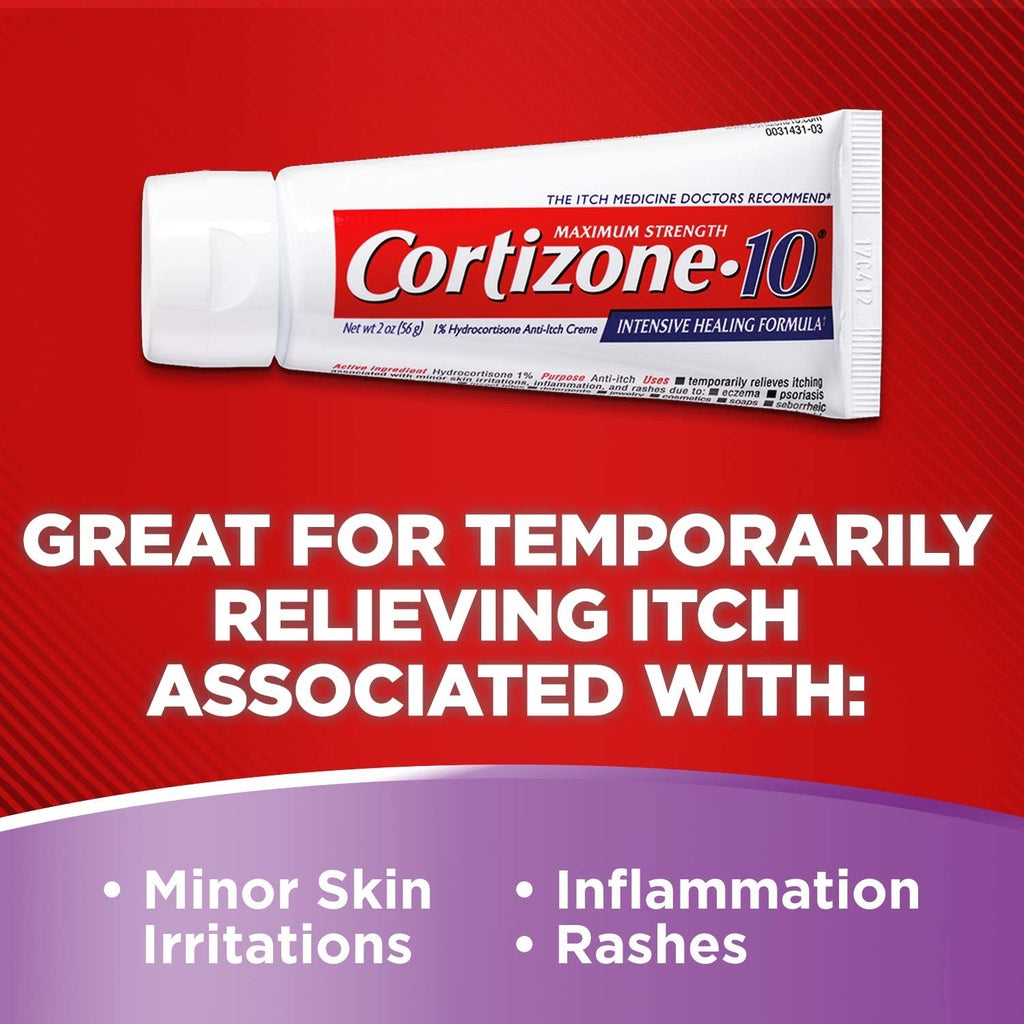 Cortizone 10 Maximum Strength 24HR Moisturizing Itch Relief Intensive Healing Formula, 2 oz. / 56g Anti-Itch Cream PACKAGING MAY VARY