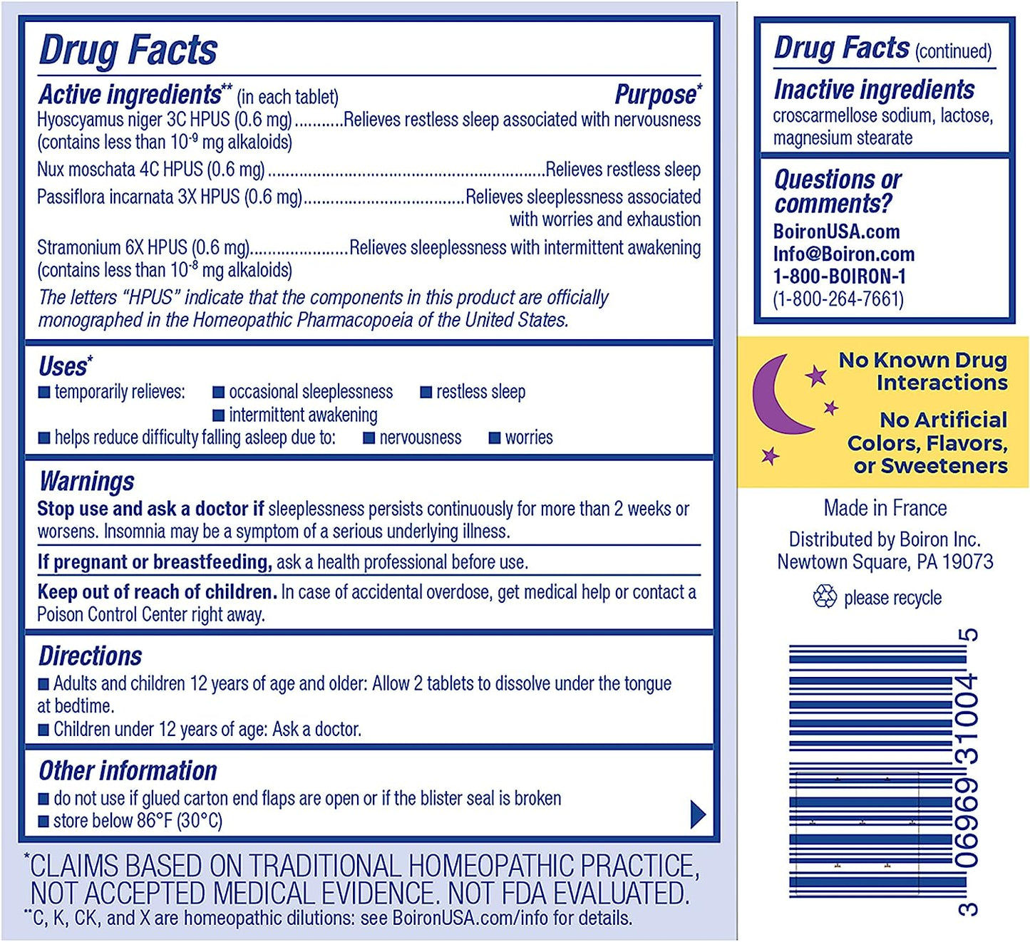 Boiron SleepCalm Homeopathic Medicine 60 Meltaway Tablets