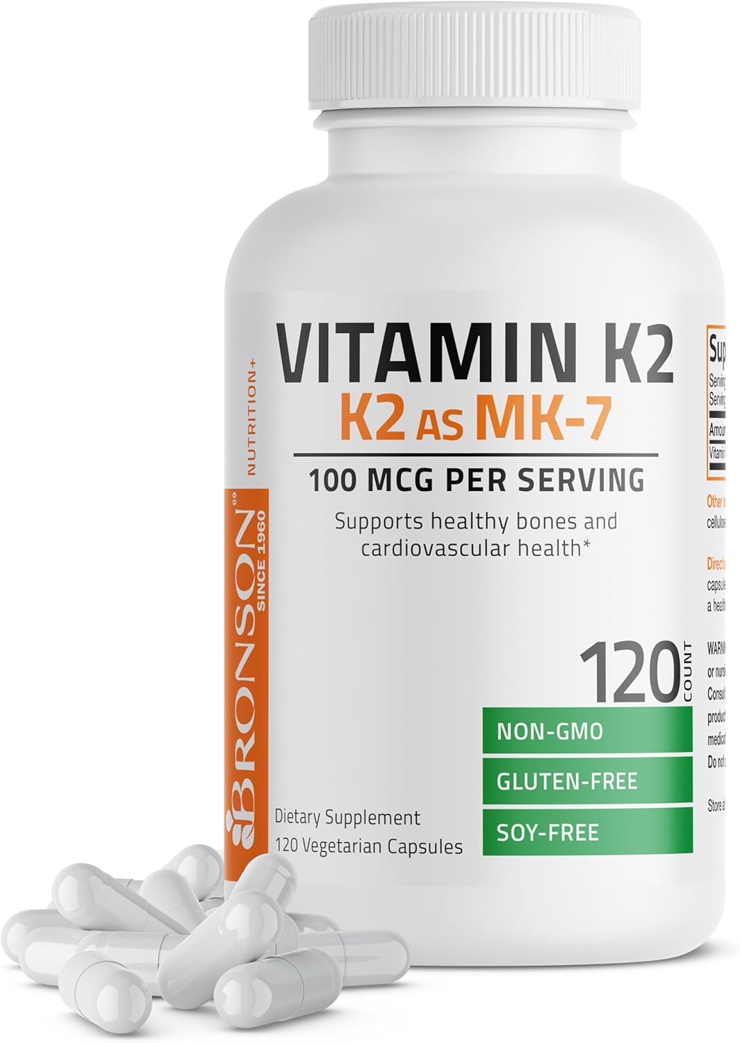 Bronson Vitamin K2 as MK-7 100mcg Supplement 120 Vegetarian Capsules