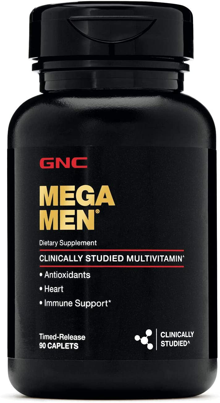 GNC Mega Men Multivitamin for Men, 90 Caplets, Antioxidants, Heart Health, and Immune Support