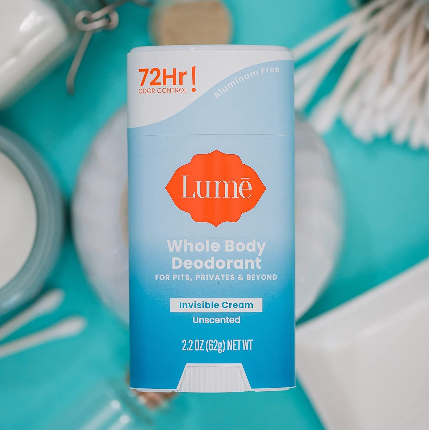 Lume Whole Body Deodorant Invisible Cream Stick 72 Hour Odor Control 2.2 ounce | Unscented