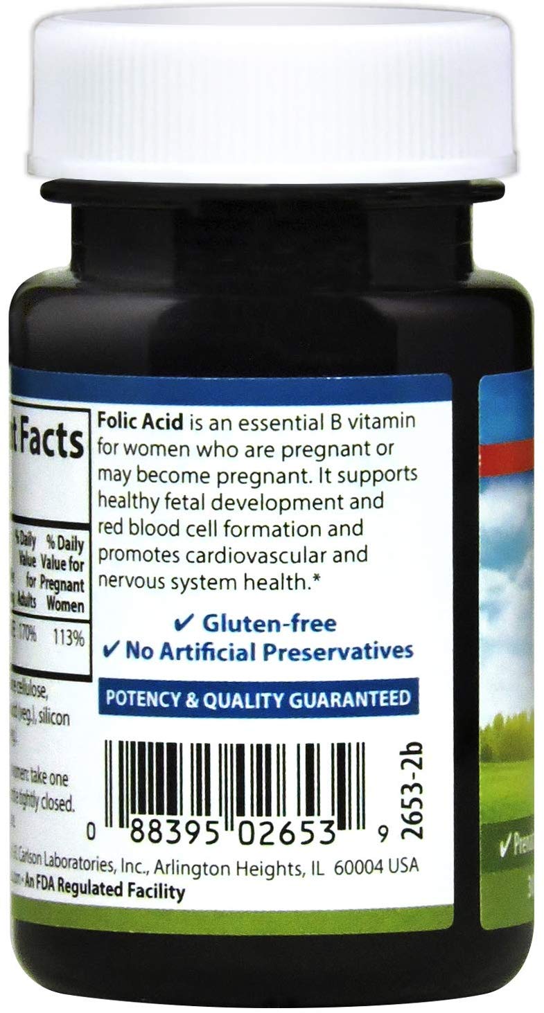 Carlson Folic Acid 400 mcg 300 Tablets Prenatal Support