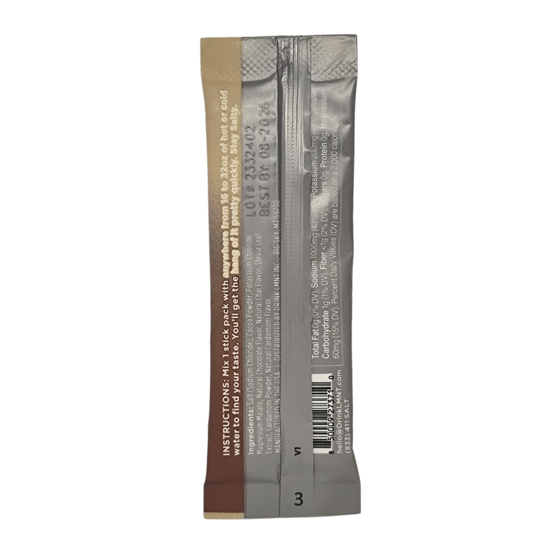 LMNT Electrolyte Drink Mix, Chocolate Chai, 5.97 g / 0.21 oz., 1 Stick