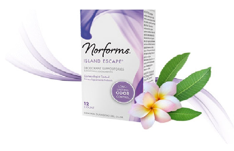 Norforms Island Escape, Long Lasting Feminine Deodorant Suppositories, 12 ct