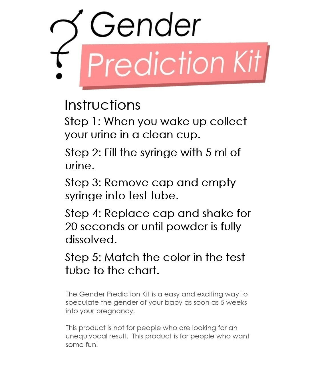 Baby Gender Prediction Test Kit, Predict if Your Baby is a boy or Girl in Less Than a Minute, Super Fun Gift for Reveal Party (For Entertainment Only)