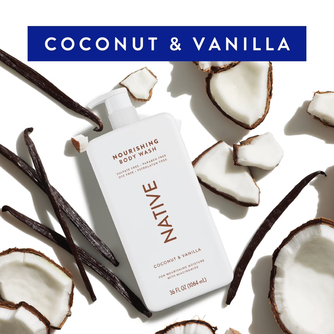 Native Nourishing Body Wash Coconut & Vanilla, 36 oz / 1.06 L
