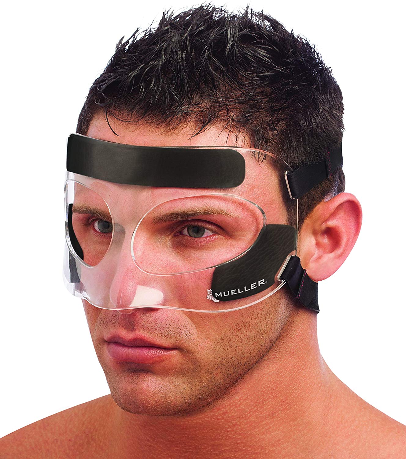 Mueller Face Guard , Protection from Impact Injuries to Nose and Face, Clear, One Size Fits Most