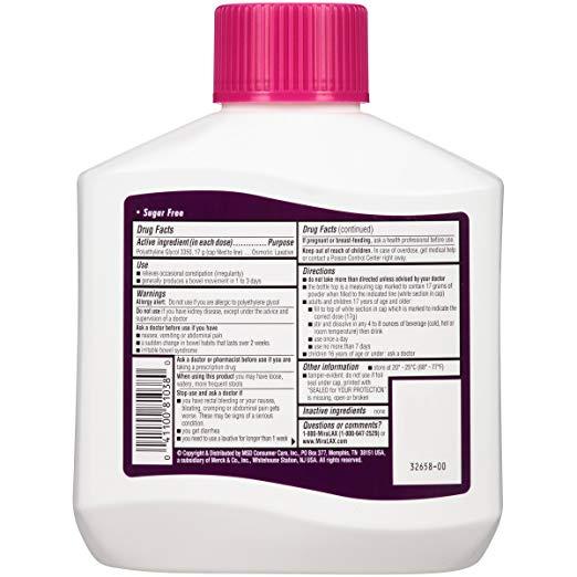 MiraLAX Laxative Powder for Gentle Constipation Relief, 45 Once-Daily Doses, 26.9 oz. / 765g