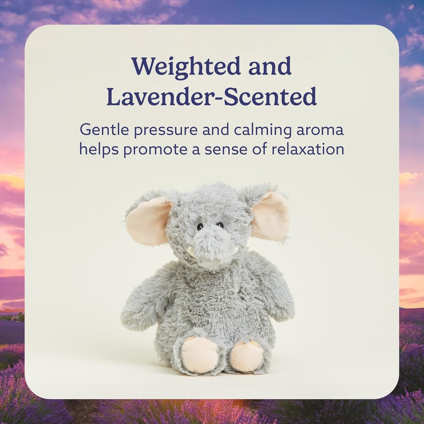 Warmies Microwavable & Weighted Stuffed Animals, Gray Elephant, Cute Soft Plush Toys for Boys, Girls, Babies & Toddlers