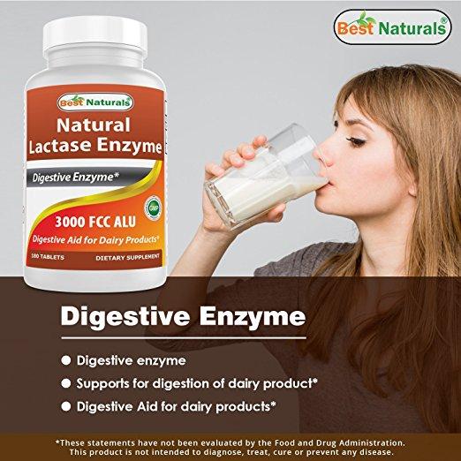 Best Naturals Fast Acting Lactase Enzyme 3000 FCC ALU 180 Tablets