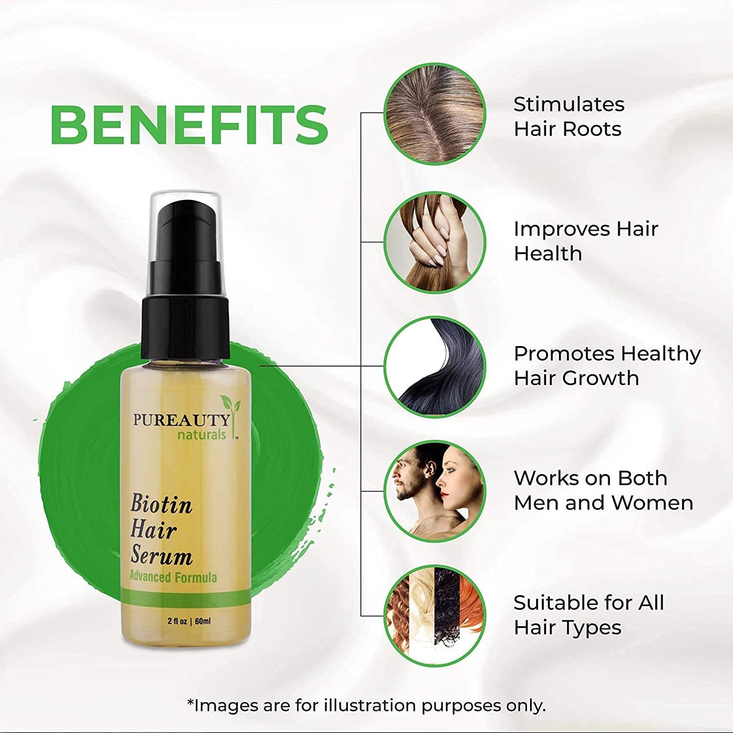 Pureauty Naturals Biotin Hair Serum Advanced Formula, 2 fl.oz / 60ml