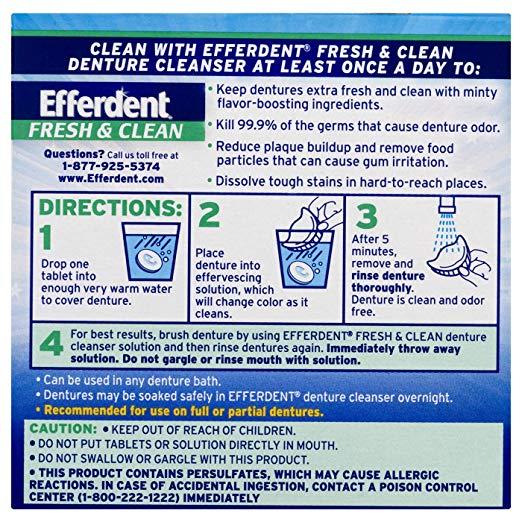 Efferdent Plus Mint Anti-Bacterial Denture Cleanser, 44 Tablets (Packaging May Vary)