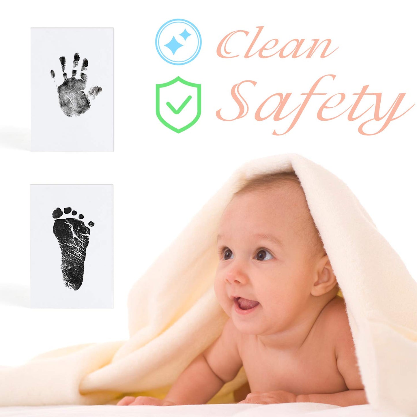Baby Handprint and Footprint Clean Touch Inkless Kit - 4 Ink Pads and 8 Imprint Cards