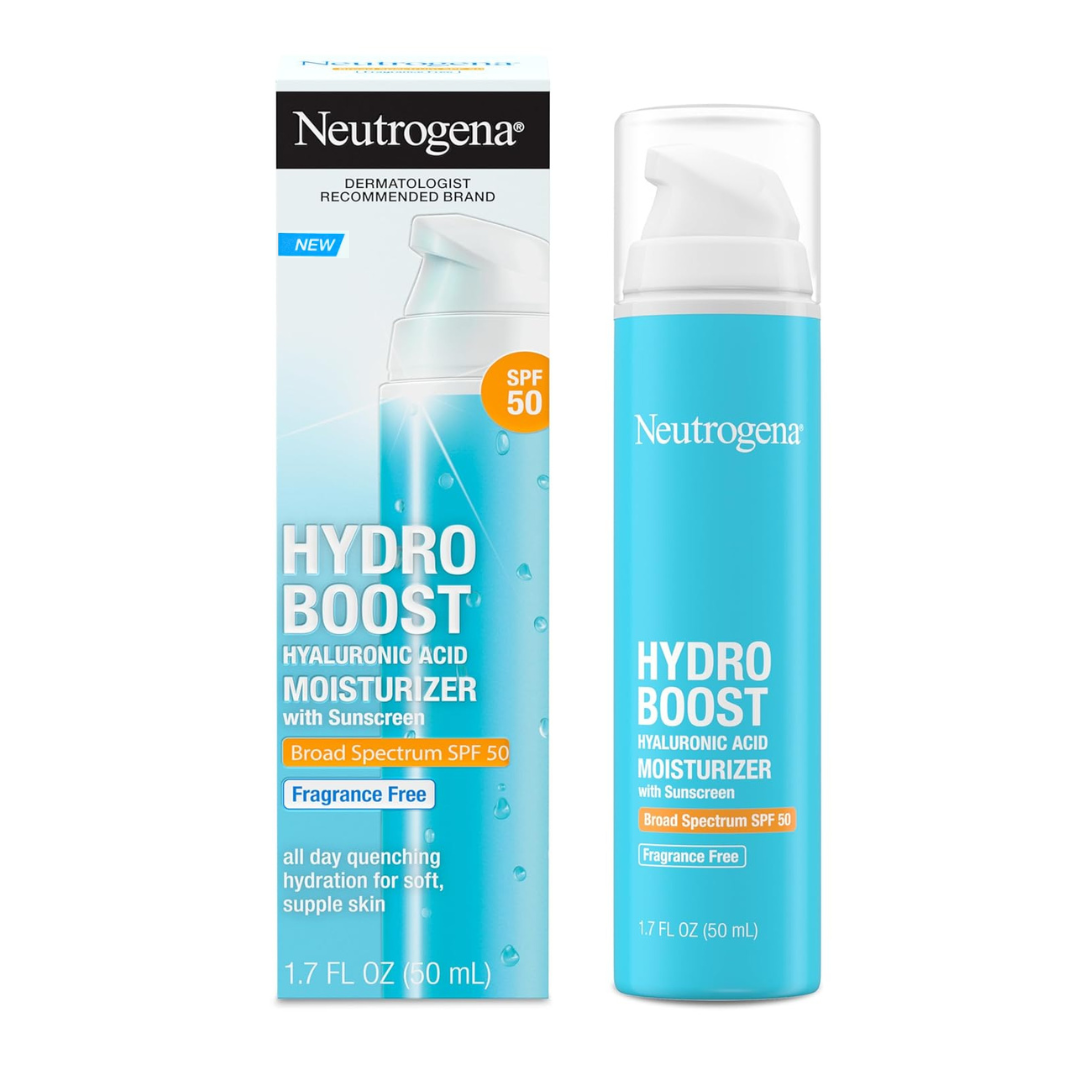 Neutrogena Hydro Boost Hyaluronic Acid Moisturizer with Sunscreen SPF 50, Fragrance-Free (50ml)