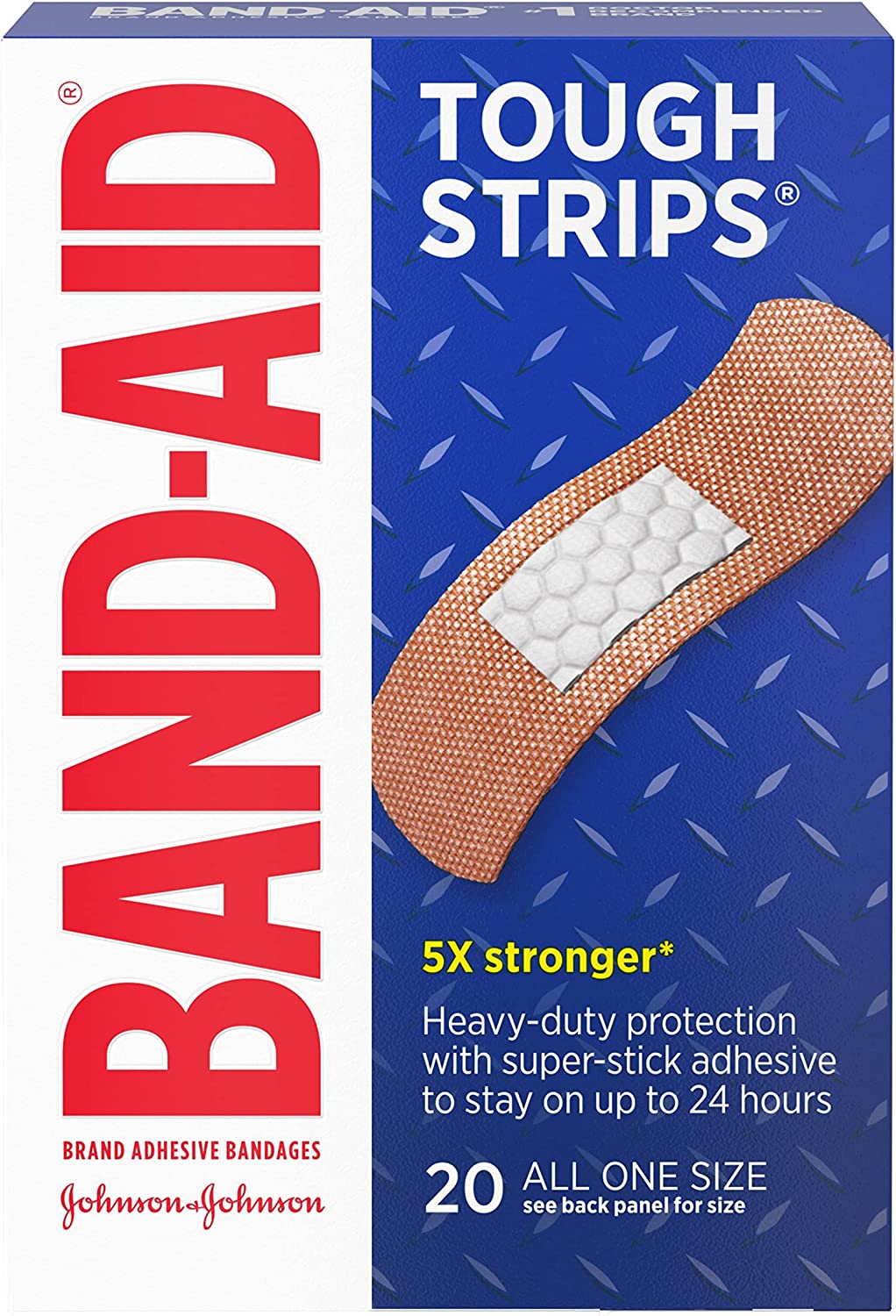 Johnson&Johnson Band - Aid Brand Adhesive Bandages Tough Strips 5X Stronger 20 Count